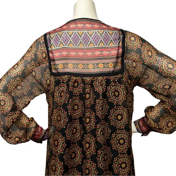 4 LOVE And LIBERTY Johnny Was Silk Mandala Dress Tassel Ties OVERSIZED S or M - Picture 8 of 16